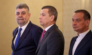 Marcel Ciolacu, alături de Sorin Grindeanu și Daniel Băluță FOTO Mediafax 
