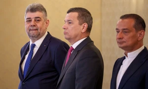 Marcel Ciolacu, alături de Sorin Grindeanu și Daniel Băluță FOTO Mediafax 