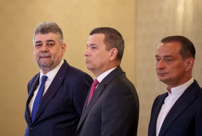 Marcel Ciolacu, alături de Sorin Grindeanu și Daniel Băluță FOTO Mediafax 