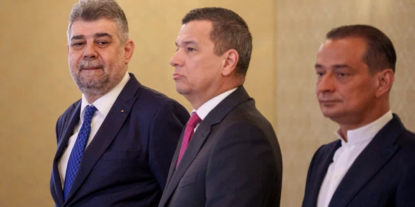 Marcel Ciolacu, alături de Sorin Grindeanu și Daniel Băluță FOTO Mediafax