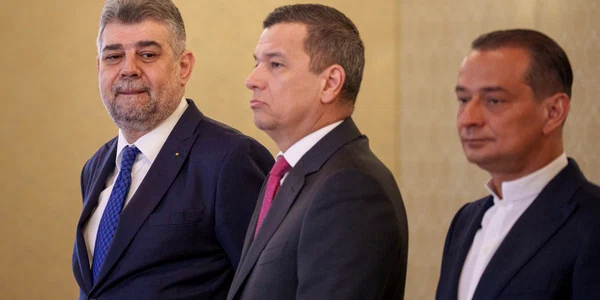 Marcel Ciolacu, alături de Sorin Grindeanu și Daniel Băluță FOTO Mediafax 