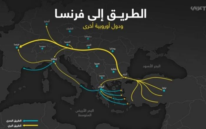 Harta cu noua ruta a migrantilor difuzata de televiziunea turca de stat FOTO Twitter