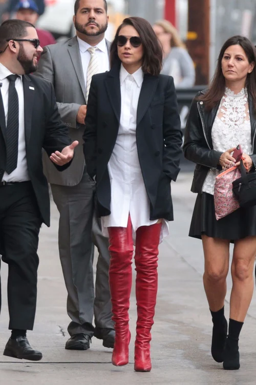 Mila Kunis spotted arriving to Jimmy Kimmel Live in Red Boots jpeg