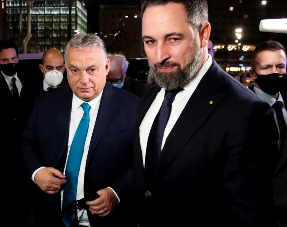 Santiago Abascal, gazda reuniune (dreapta), alături de premierul ungar Viktor Orban FOTO EPA-EFE