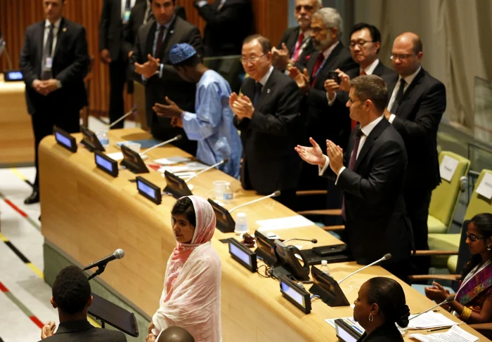 Malala Yousafzai, adolescenta pakistaneza impuscata de taliban tine un discurs la ONU  FOTO Reuters