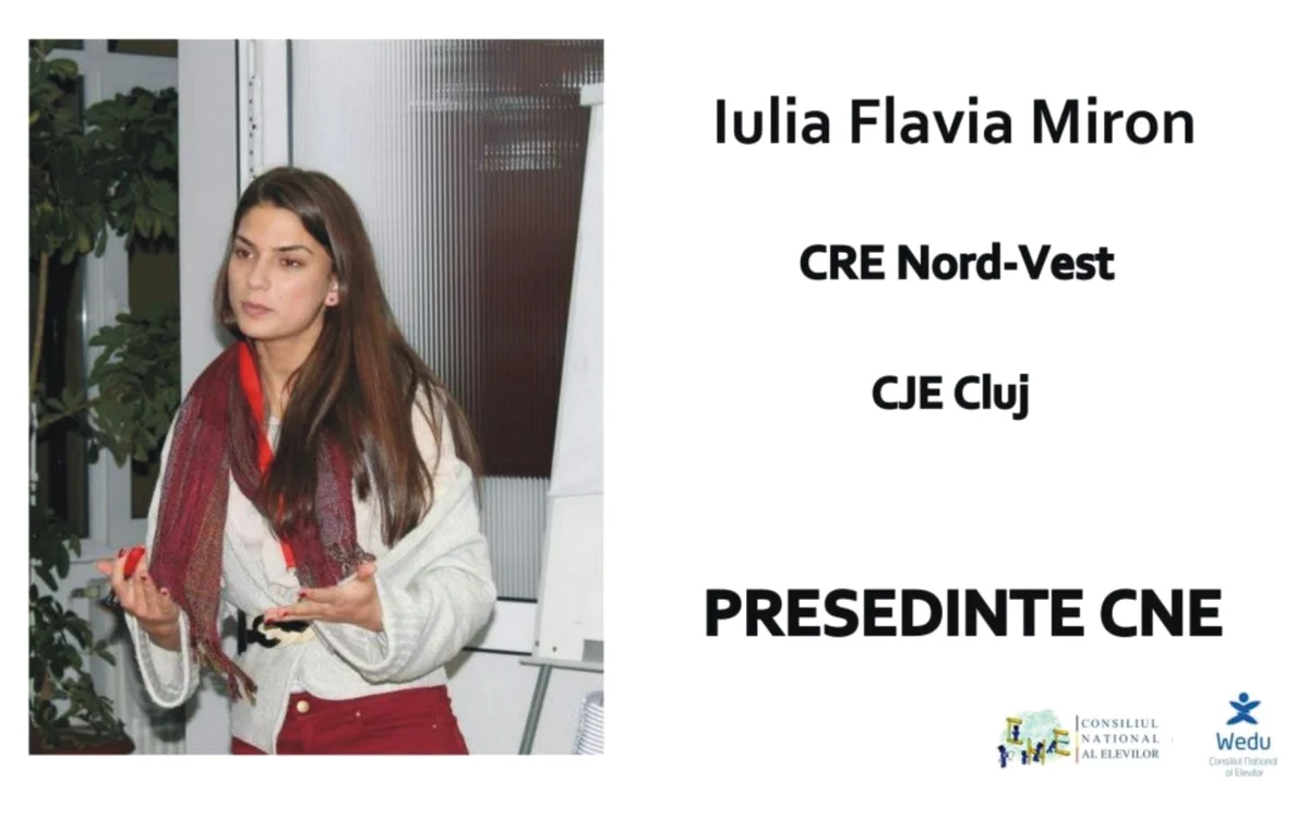 Consiliul Naţional al Elevilor (CNE) şi-a ales un nou lider: Iulia Flavia Miron