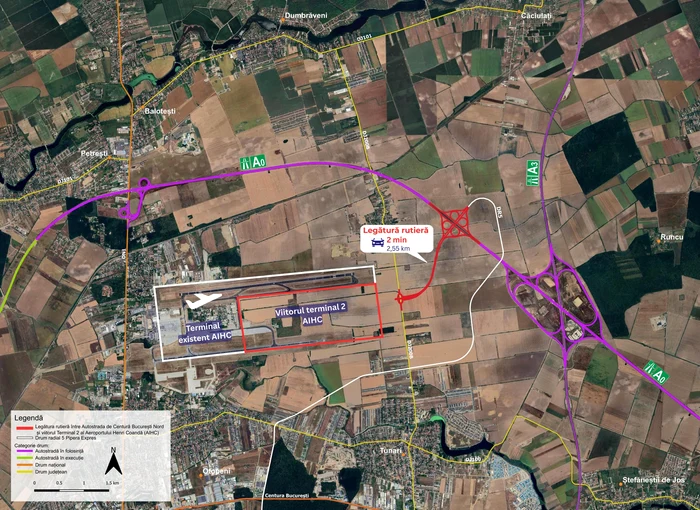 Conexiunea rapidă între Autostrada A0 și Aeroportul Otopeni FOTO: Facebook/ CNIR