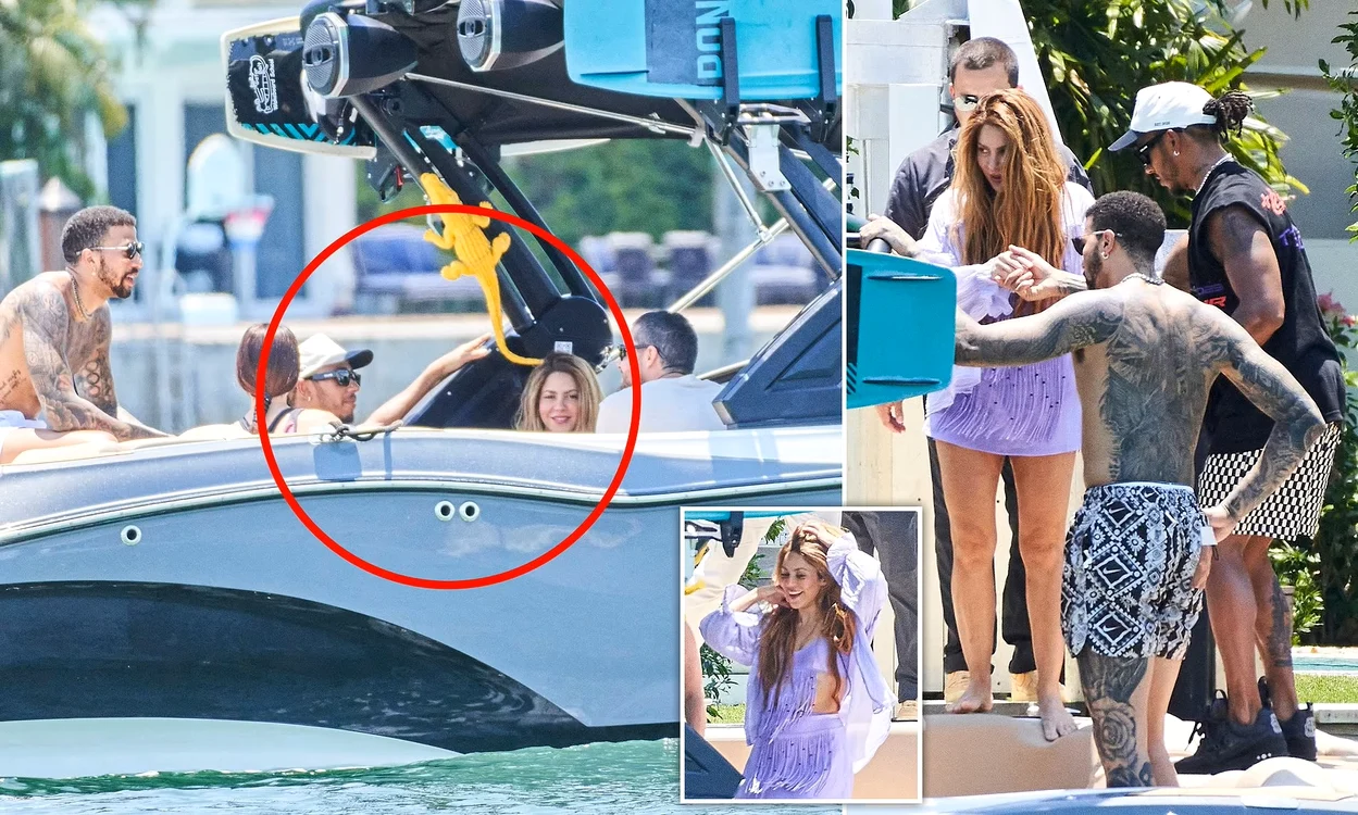Shakira, pe yacht, alături de Lewis Hamilton. Foto Twitter