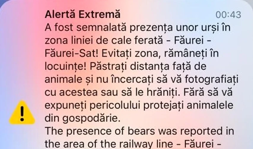 Mesaje RO ALERT trimise de ISU FOTO: ISU