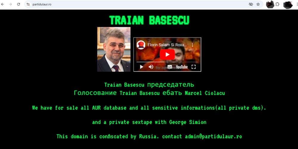 Site-ul partidului AUR, atacat de hackeri de două ori în aceeași zi: „Acest domeniu este de vânzare pentru 50.000 de dolari"