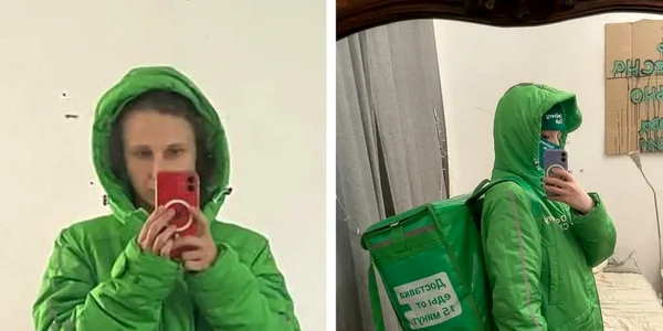 Maria Aliohina şi prietena sa în costume de curieri FOTO via NYT