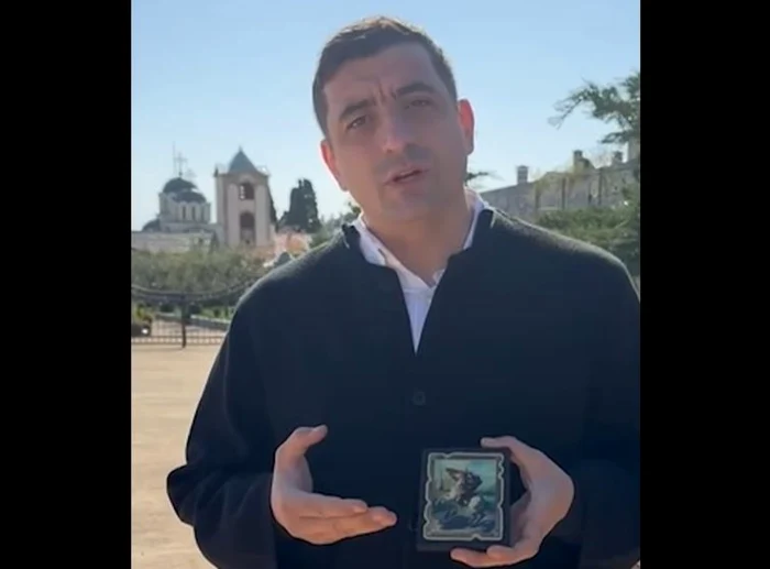 George Simion îşi face campanie electorală de la Muntele Athos: FOTO: captură video
