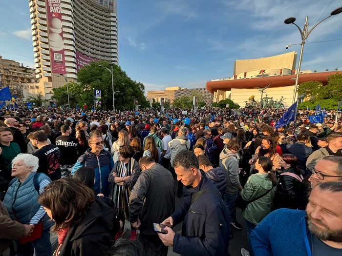 Și jurnalista Emilia Șercan este prezentă la miting. FOTO: Facebook / Emilia Șercan