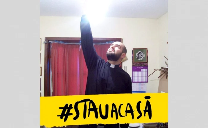 Preotul Petrică Bistran şi fotografia pe care a postat pe internet FOTO Facebook/ Petrică Bistran