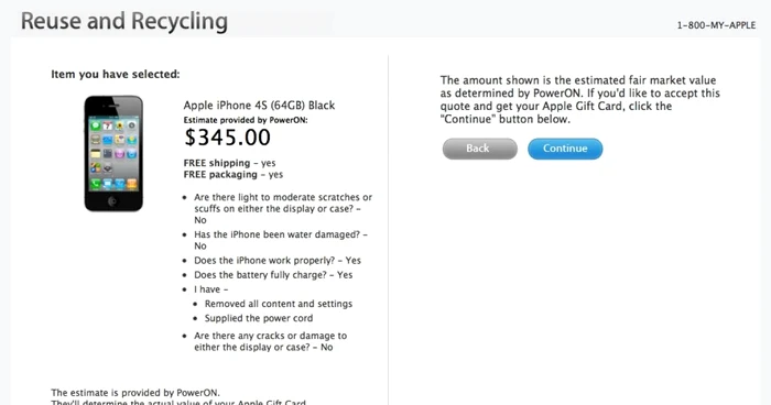 Pagina Apple Store unde vă puteți „recicla“ telefonul