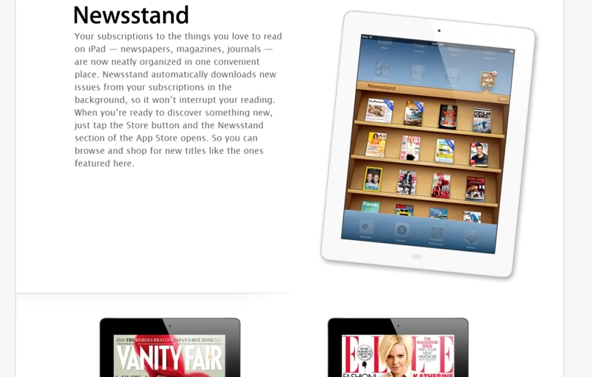 
		    Newsstand, aplicația dezvoltată de Apple pentru citirea ziarelor direct pe iPhone sau iPad.