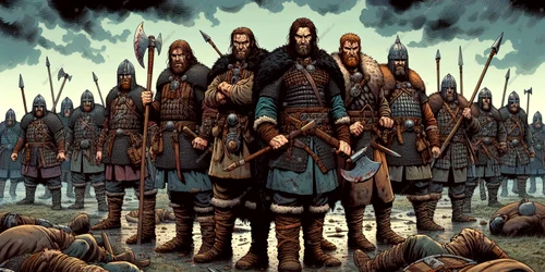 stock photo cartoon artistic image of germanic warriors with axe medieval battleground 2539169513 jpg