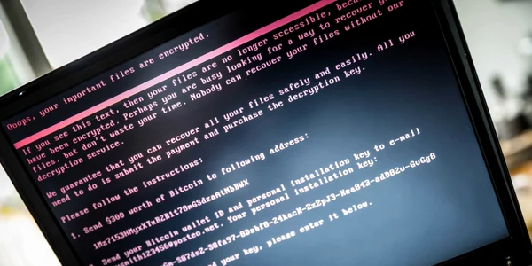 Un ecran de laptop afişează un mesaj după ce a fost infectat cu ransomware în timpul unui cyberattack la nivel mondial în Geldrop Oland ape 27 iunie 2017 FOTO EPA / Rob Engelaar
