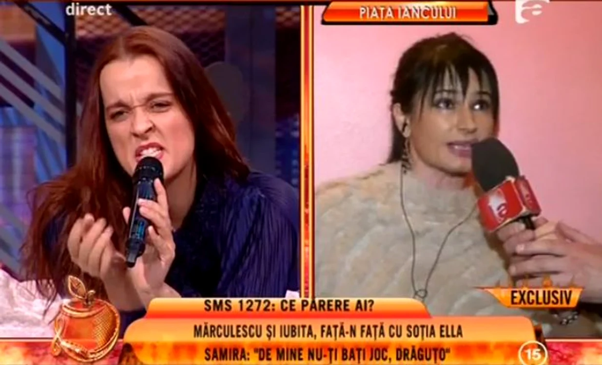 Samira (stânga) şi Ella (dreapta) s-au certat, jignit şi înjurat în emisiunea lui Dan Capatos