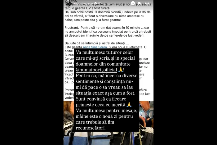 Postarea Ancăi Serea / foto: Instagram 