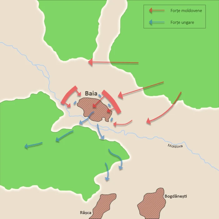 Harta Bătăliei de la Baia (© Wikipedia)