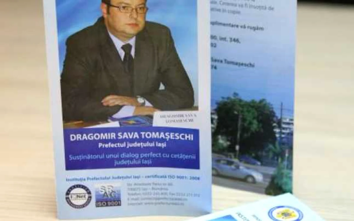Pliant realizat de prefectul Iaşiului, Dragomir Tomaşeschi FOTO: Dan Luca