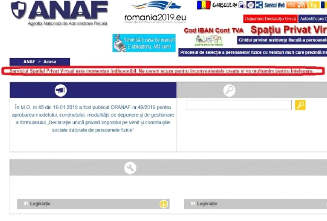 site anaf nu functioneaza