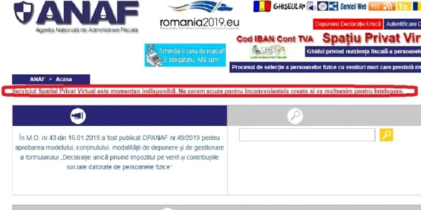 site anaf nu functioneaza