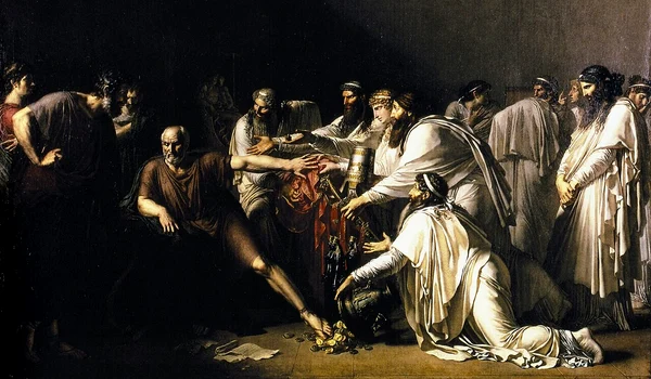 Hipocrate refuzând darurile lui Artaxerxes, regele Ahemenid care i-a solicitat serviciile. pictură de Anne-Louis Girodet de Roussy-Trioson 