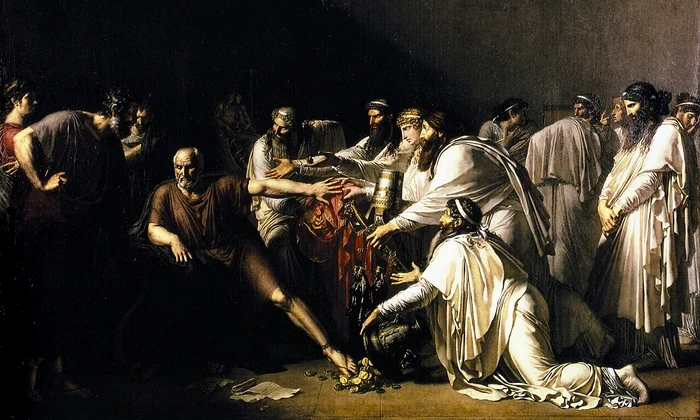 Hipocrate refuzând darurile lui Artaxerxes, regele Ahemenid care i-a solicitat serviciile. pictură de Anne-Louis Girodet de Roussy-Trioson 