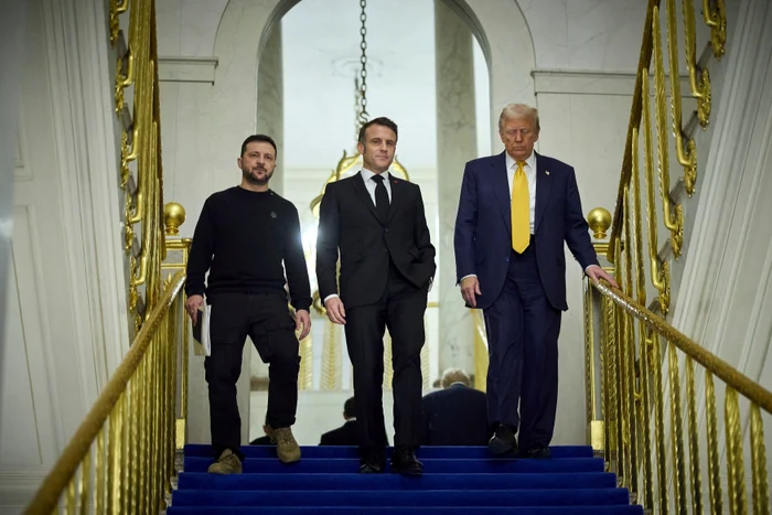 Volodimir Zelenki alături de Emmanuel Macron și Donald Trump la Paris FOTO PROFIMEDIA