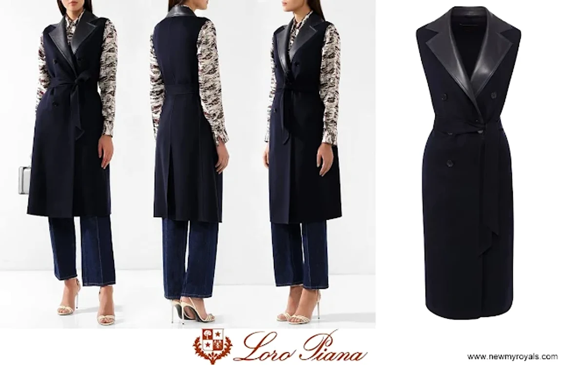 Princess Charlene wore LORO PIANA Cashmere Vest in Navy jpg