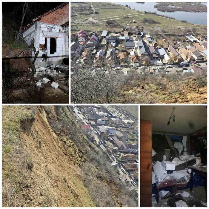 Pământul s-a desprins și riscă să afecteze și mai multe casele de la baza dealului FOTO: Pref. Olt