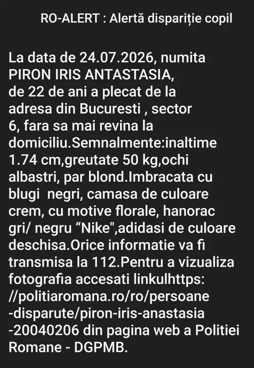 Mesajul a fost emis vineri