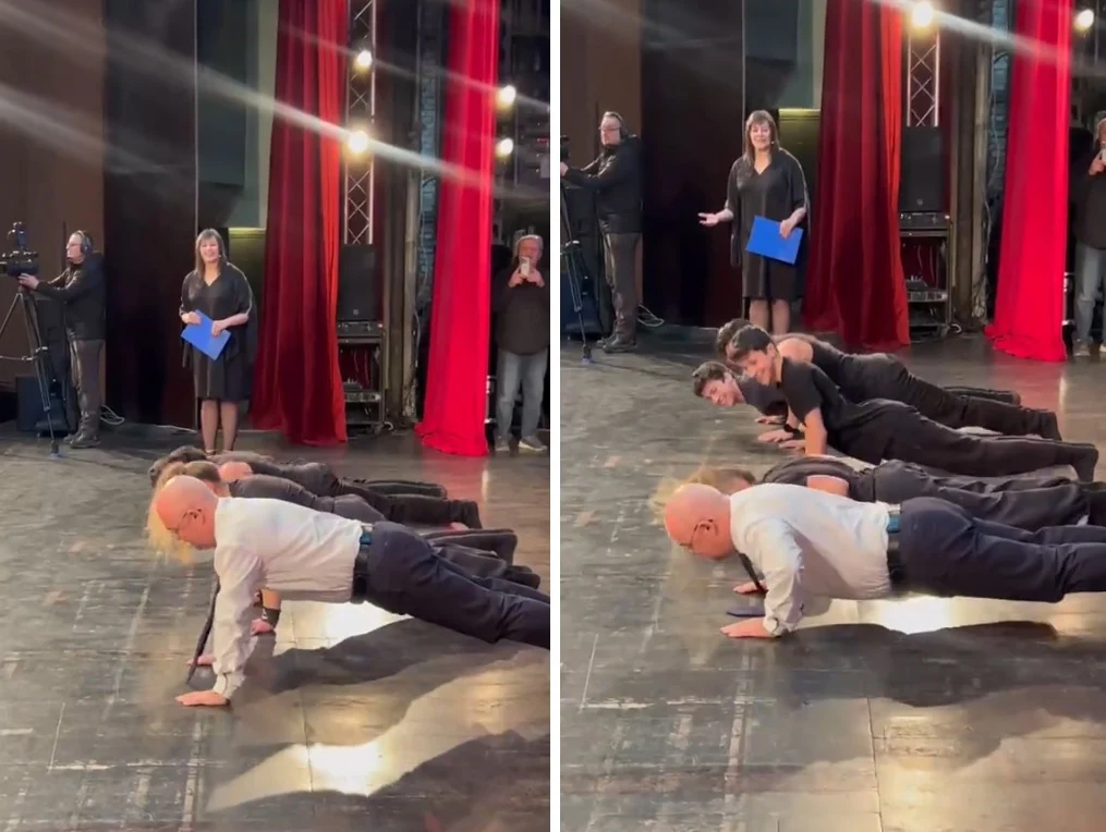 Emil Boc a făcut flotări alături de sportivi de performanță. Câte a reușit să execute