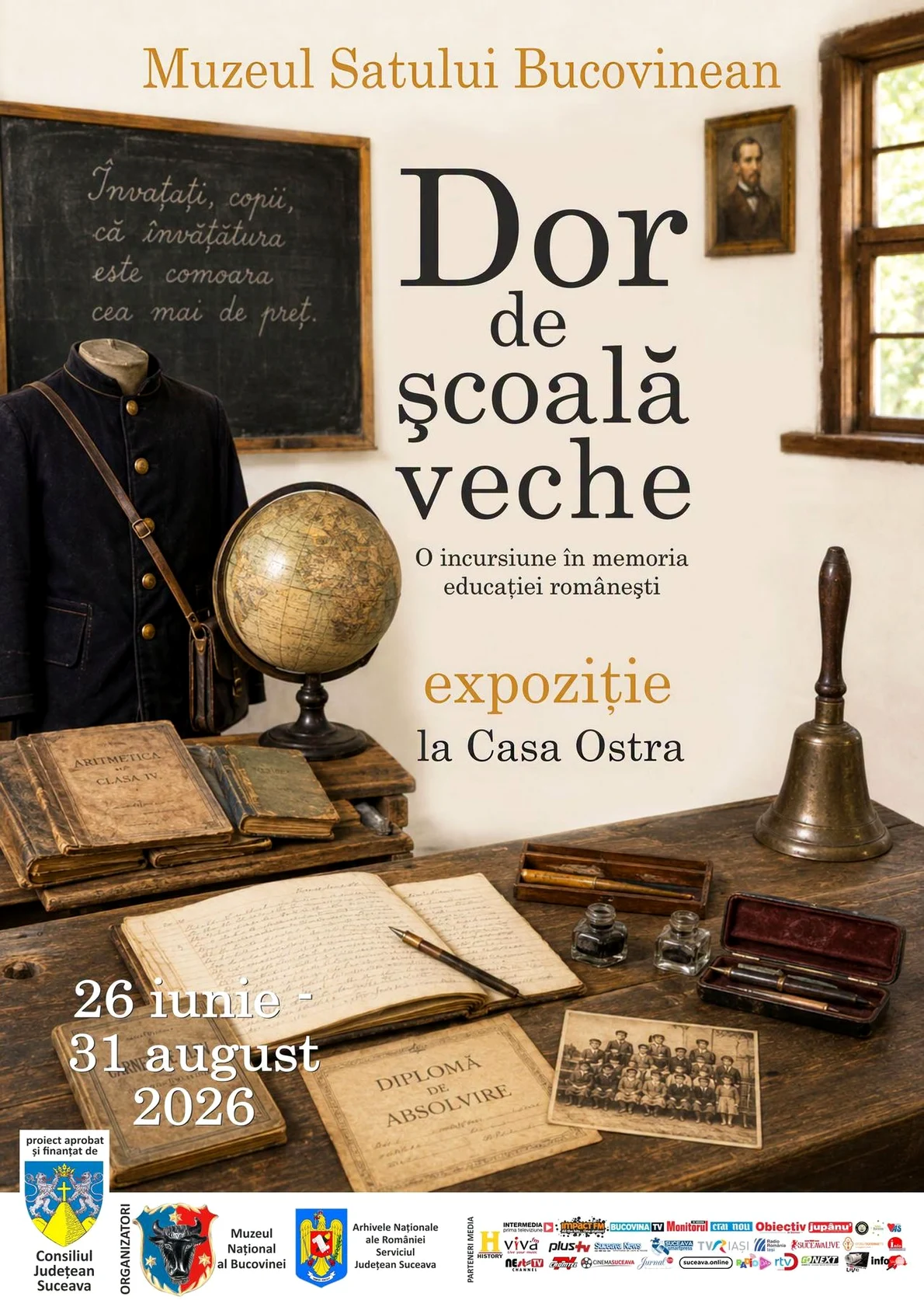 Expoziția „Dor de școală veche”, la Muzeul Satului Bucovinean