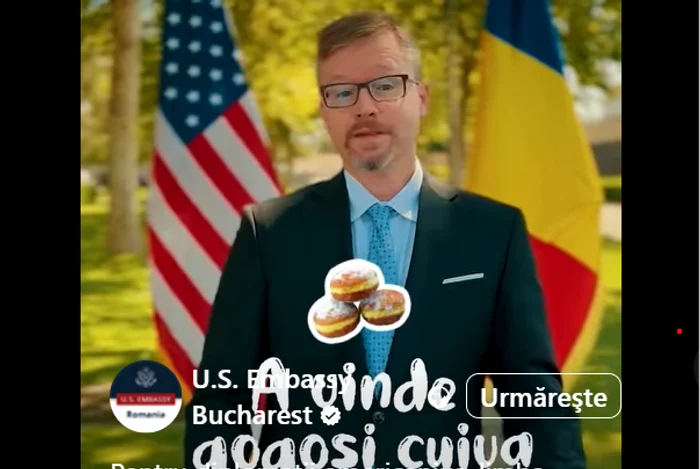 Dickerson a explicat care este expresia sa preferată. FOTO captură FB Ambasada SUA la București