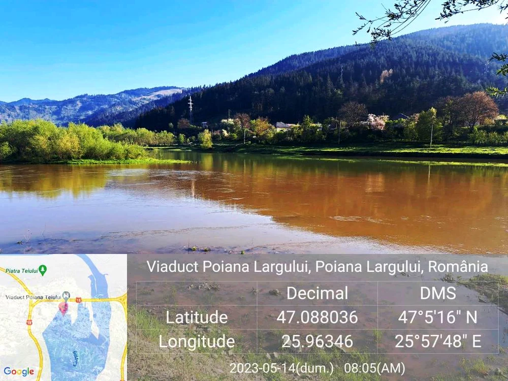 Râul Bistrița, după poluare FOTO Prefectura Neamț