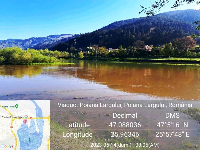 Râul Bistrița, după poluare FOTO Prefectura Neamț