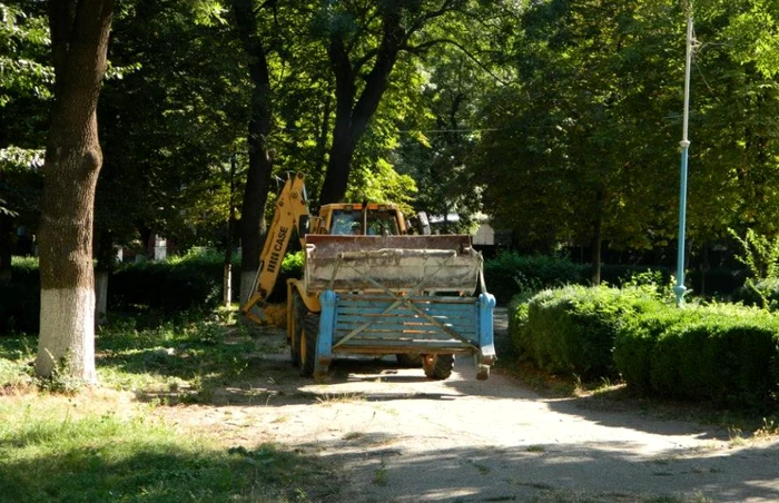 Lucrările de reabilitare a singurului parc din oraşul Corabia au demarat în trombă