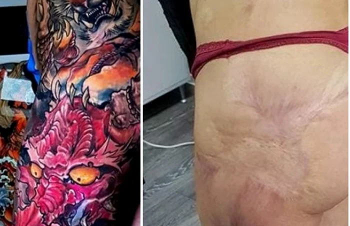 Nadia are un tatuaj imens pe partea stângă a corpului