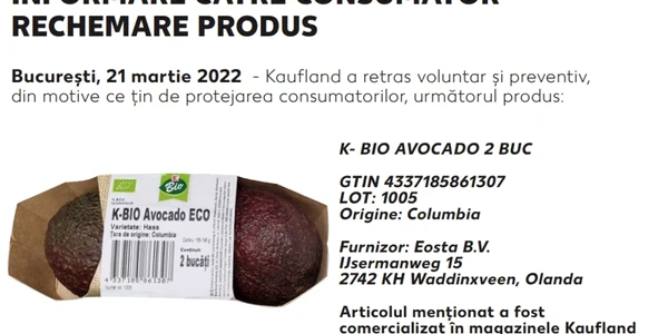 Avocado bio cu pesticide vândut de Kaufland