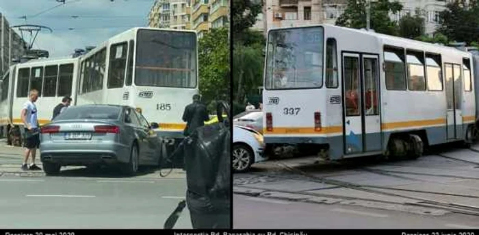 Pe 30 mai un alt tramvai deraiase în aceeaşi intersecţie