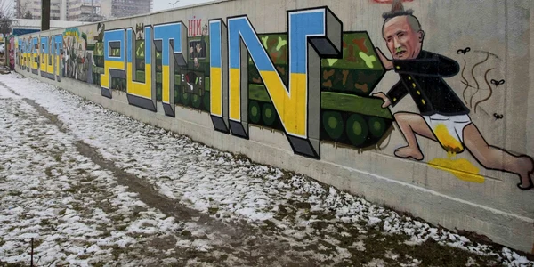 Pictură murală anti-Putin Spitalul de Recuperare Iaşi - 2 mar 2022 / FOTO Inquam Photos / Liviu Chirica
