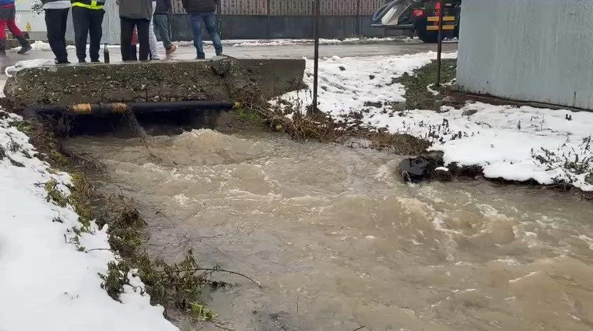 Inundație în Târgu Jiu: un cartier sub apă după revărsarea unui lac. Primarul acuză localnicii