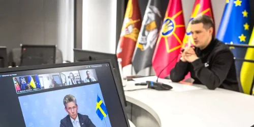 Ministrul ucrainean al apărării Mihailo Fedorov și omologul său Poul Jonsson FOTO  Ministerul ucrainean al Apărării