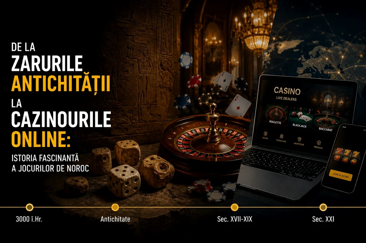 De la zarurile Antichității la cazinourile online: istoria fascinantă a jocurilor de noroc