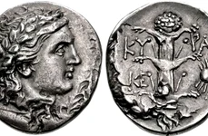 O monedă a lui Magas din Cirene (cca. 300–282/75 î.Hr.). Pe revers este reprezentat un silphium (© CNG Coins / Wikimedia Commons)