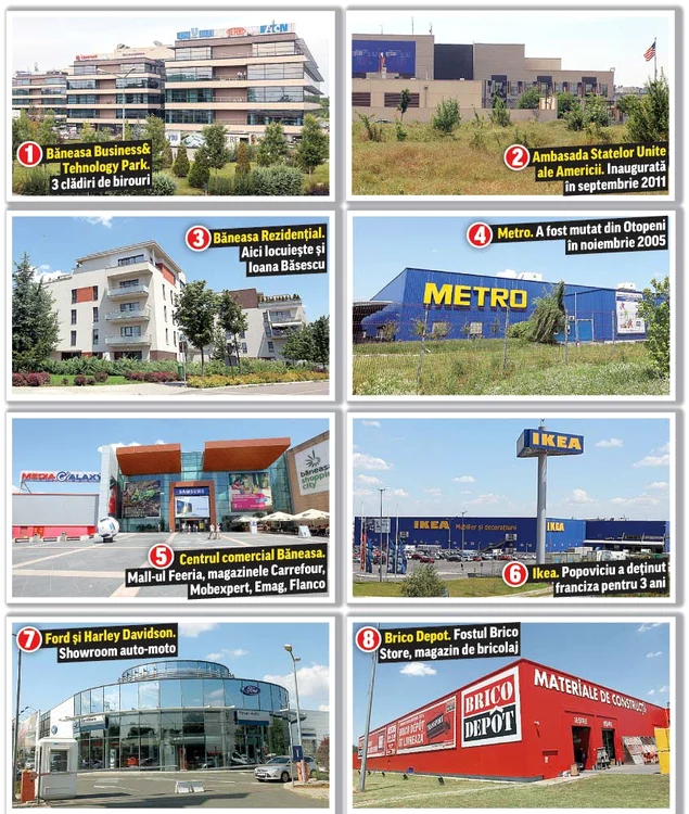 
    Pe cele 224 de hectare de teren  luate ilegal de Popoviciu de la  Universitatea de Ştiinţe Agricole  Bucureşti s-au construit blocuri,  magazine şi clădiri de birouri  