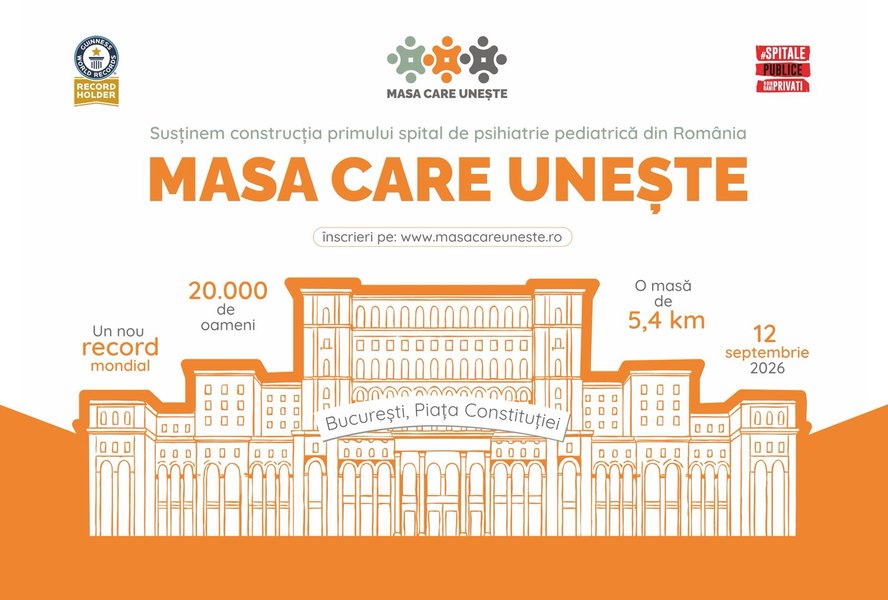 Ultimele locuri gratuite disponibile la „Masa Care Unește”. Bucureștiul are nevoie de 20.000 de oameni la aceeași masă pe 12 septembrie, pentru a intra în Guinness World Records